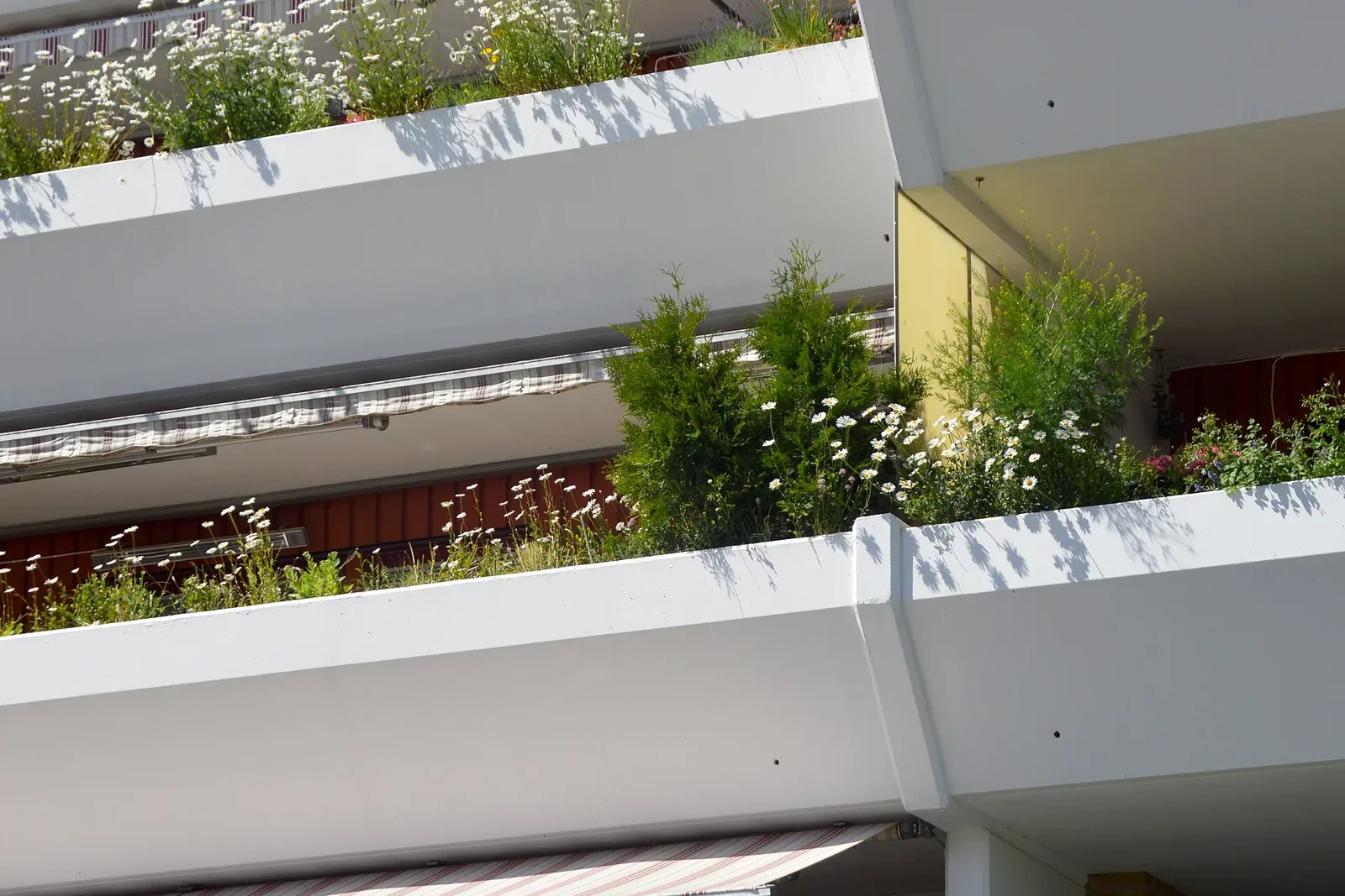 Balconies on a modern apartment building in Örebro, Sweden
